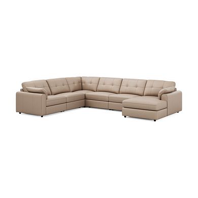 Marley Modular 6 Seater Right Hand Corner Sofa with Chaise in Oslo Mushroom Leather - Group 19