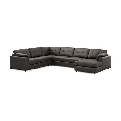 Marley Modular 6 Seater Right Hand Corner Sofa with Chaise in Oslo Storm Leather - Group 19