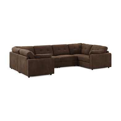 Marley Small U-Shape Modular Corner Sofa in Lila Chocolate Fabric - Group 10