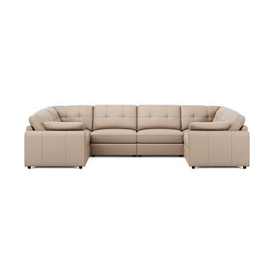Marley Small U-Shape Modular Corner Sofa in Oslo Mushroom Leather - Group 10