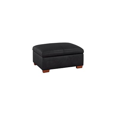 Marlow Storage Footstool in Black Leather