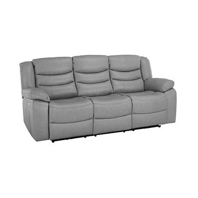 Marlow 3 Seater Electric Recliner Sofa in Light Grey Leather