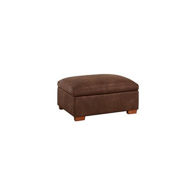 Marlow Storage Footstool in Ranch Dark Brown Fabric