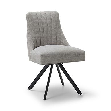Mia Upholstered Chair with Black Metal Legs in Conway Champagne Fabric