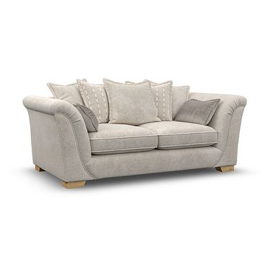 Milldale 3 Seater Pillow Back Sofa in Milo Cream Fabric with Linen Scatters
