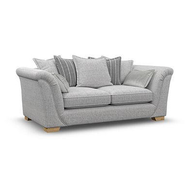 Milldale 3 Seater Pillow Back Sofa in Milo Silver Fabric with Grey Scatters