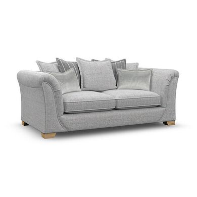 Milldale 3 Seater Pillow Back Sofa in Milo Silver Fabric with Grey Scatters