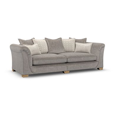 Milldale 4 Seater Pillow Back Sofa in Garda Acier Fabric with Linen Scatters