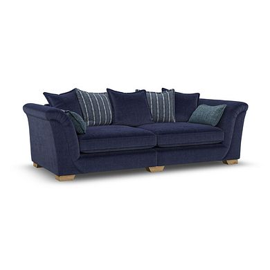 Milldale 4 Seater Pillow Back Sofa in Garda Atomic Fabric with Navy Scatters