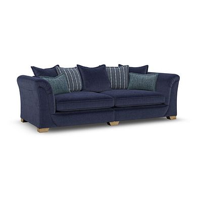 Milldale 4 Seater Pillow Back Sofa in Garda Atomic Fabric with Navy Scatters