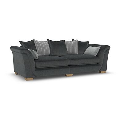 Milldale 4 Seater Pillow Back Sofa in Garda Carbon Fabric with Grey Scatters