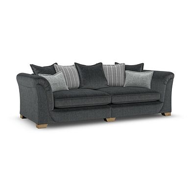 Milldale 4 Seater Pillow Back Sofa in Garda Carbon Fabric with Grey Scatters