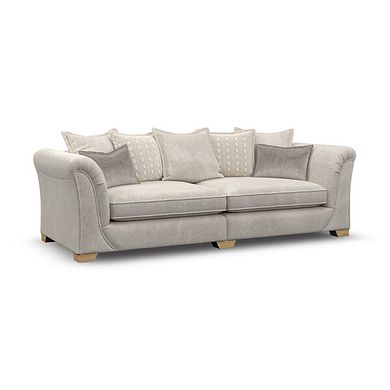 Milldale 4 Seater Pillow Back Sofa in Milo Cream Fabric with Linen Scatters