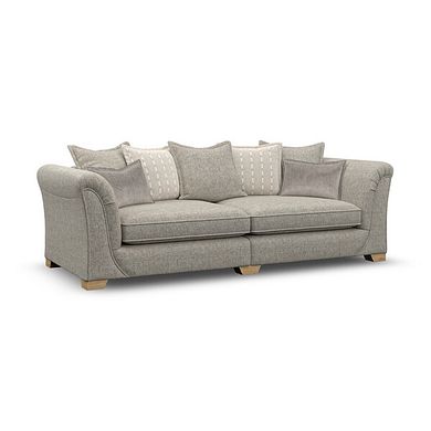 Milldale 4 Seater Pillow Back Sofa in Milo Mink Fabric with Linen Scatters