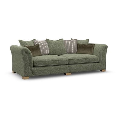 Milldale 4 Seater Pillow Back Sofa in Milo Olive Fabric with Earth Scatters