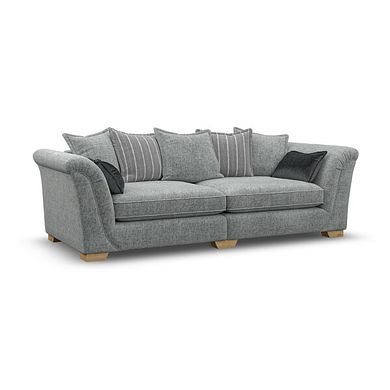Milldale 4 Seater Pillow Back Sofa in Milo Pewter Fabric with Grey Scatters