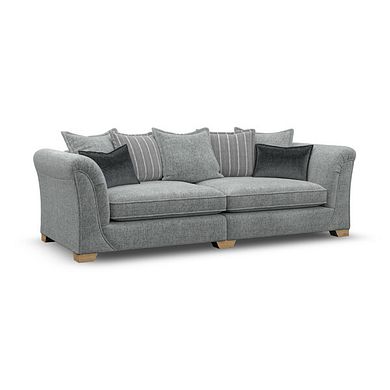 Milldale 4 Seater Pillow Back Sofa in Milo Pewter Fabric with Grey Scatters
