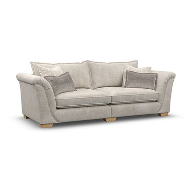 Milldale 4 Seater Sofa in Milo Cream Fabric with Linen Scatters