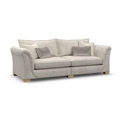 Milldale 4 Seater Sofa in Milo Cream Fabric with Linen Scatters