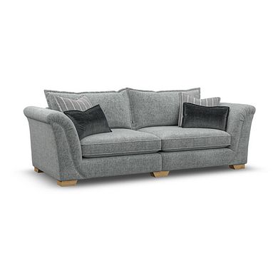 Milldale 4 Seater Sofa in Milo Pewter Fabric with Grey Scatters