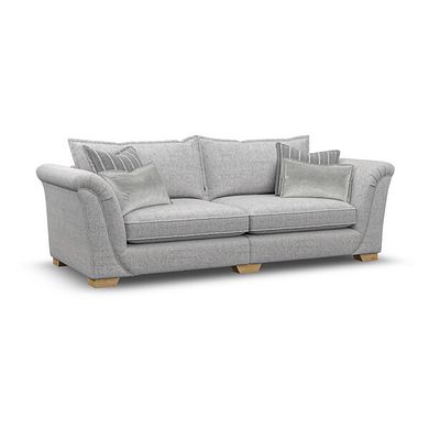 Milldale 4 Seater Sofa in Milo Silver Fabric with Grey Scatters