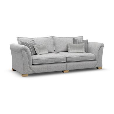 Milldale 4 Seater Sofa in Milo Silver Fabric with Grey Scatters