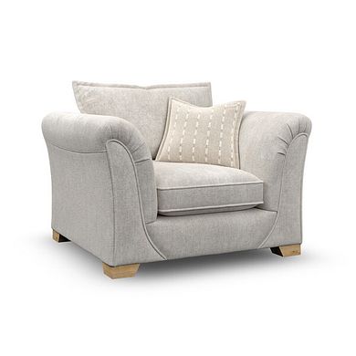 Milldale Armchair in  Milo Ivory Fabric with Linen Scatters