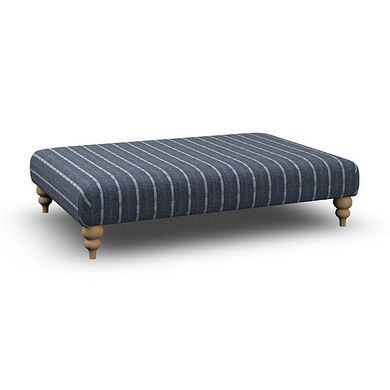 Milldale Grande Patterned Footstool in Sutton Navy Fabric