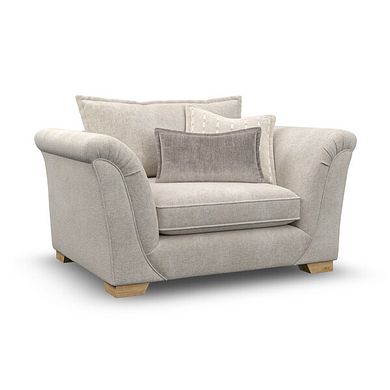 Milldale Loveseat in Milo Cream Fabric with Linen Scatters