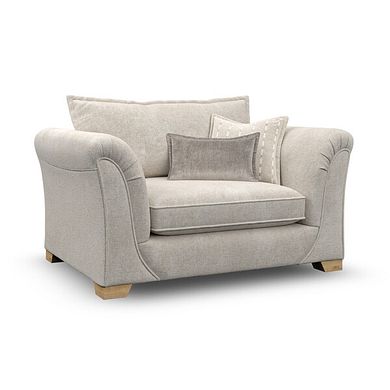 Milldale Loveseat in Milo Cream Fabric with Linen Scatters