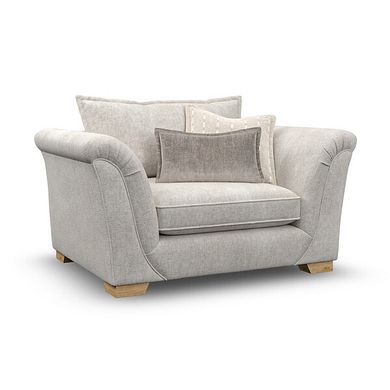 Milldale Loveseat in  Milo Ivory Fabric with Linen Scatters