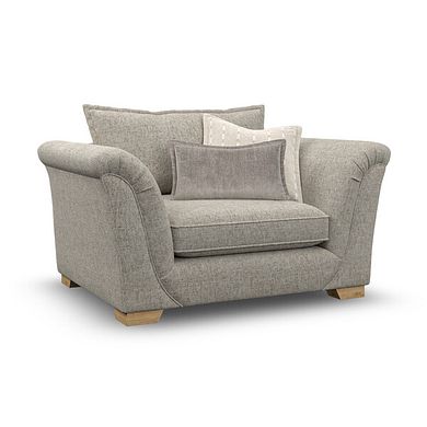 Milldale Loveseat in Milo Mink Fabric with Linen Scatters