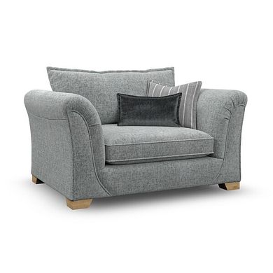 Milldale Loveseat in Milo Pewter Fabric with Grey Scatters