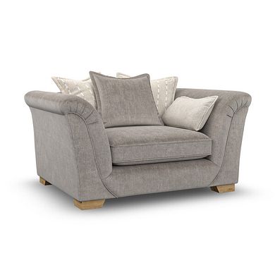 Milldale Pillow Back Loveseat in Garda Acier Fabric with Linen Scatters