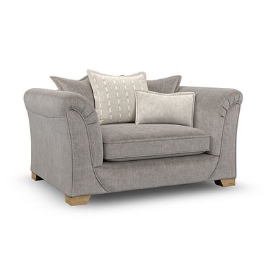 Milldale Pillow Back Loveseat in Garda Acier Fabric with Linen Scatters