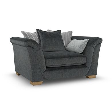 Milldale Pillow Back Loveseat in Garda Carbon Fabric with Grey Scatters