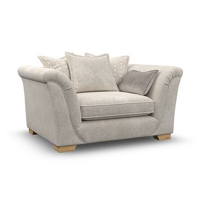 Milldale Pillow Back Loveseat in Milo Cream Fabric with Linen Scatters