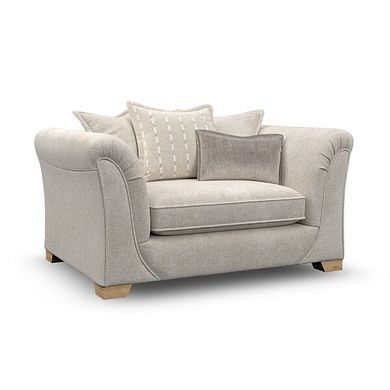 Milldale Pillow Back Loveseat in Milo Cream Fabric with Linen Scatters