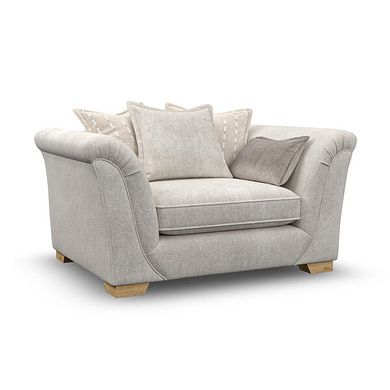 Milldale Pillow Back Loveseat in  Milo Ivory Fabric with Linen Scatters