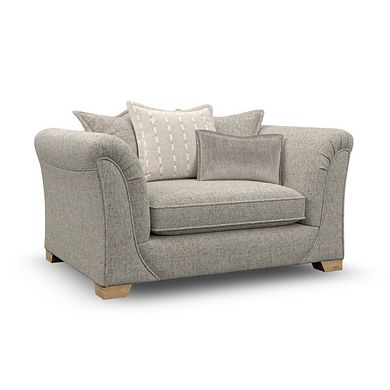 Milldale Pillow Back Loveseat in Milo Mink Fabric with Linen Scatters