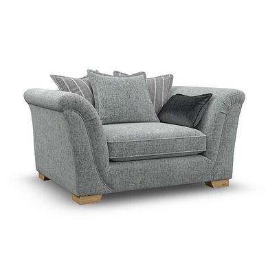 Milldale Pillow Back Loveseat in Milo Pewter Fabric with Grey Scatters