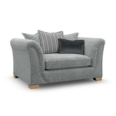 Milldale Pillow Back Loveseat in Milo Pewter Fabric with Grey Scatters