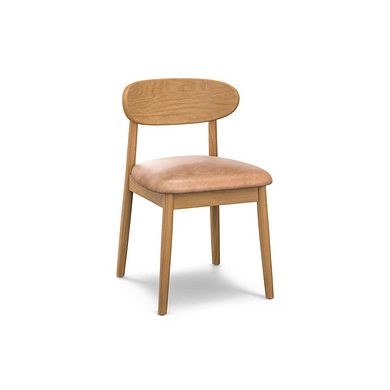 Modern Natural Oak Chair with Vintage Tan Leather Look Seat