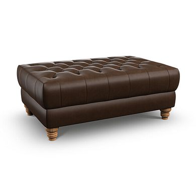 Montgomery Footstool in Dark Brown Leather