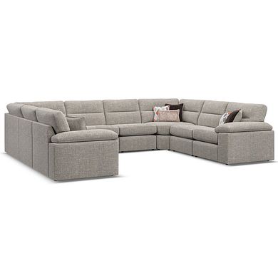 Morgan Large U-Shape Modular Corner Sofa in Santos Mink with Orange and Beige Scatters - Group 11