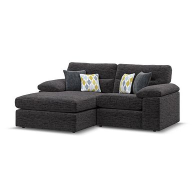 Morgan Modular 2 Seater Left Hand Compact Chaise Sofa in Santos Black with Green and Grey Scatters - Group 12