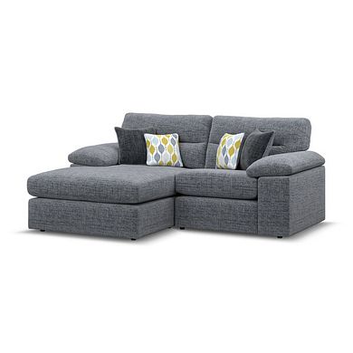 Morgan Modular 2 Seater Left Hand Compact  Chaise Sofa in Santos Grey with Green and Grey Scatters - Group 12