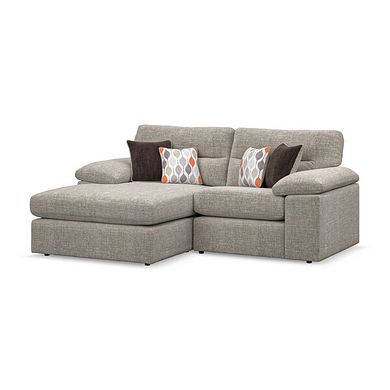 Morgan Modular 2 Seater Left Hand Compact Chaise Sofa in Santos Mink with Orange and Beige Scatters - Group 12