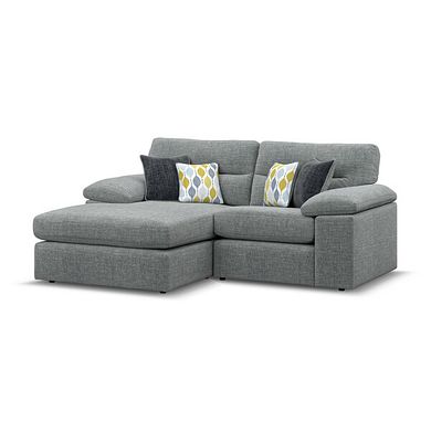 Morgan Modular 2 Seater Left Hand Compact Chaise Sofa in Santos Steel with Green and Grey Scatters - Group 12