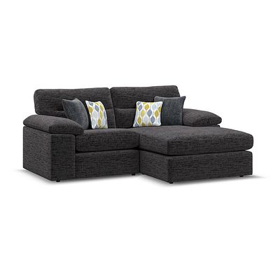Morgan Modular 2 Seater Right Hand Compact Chaise Sofa in Santos Black with Green and Grey Scatters - Group 13